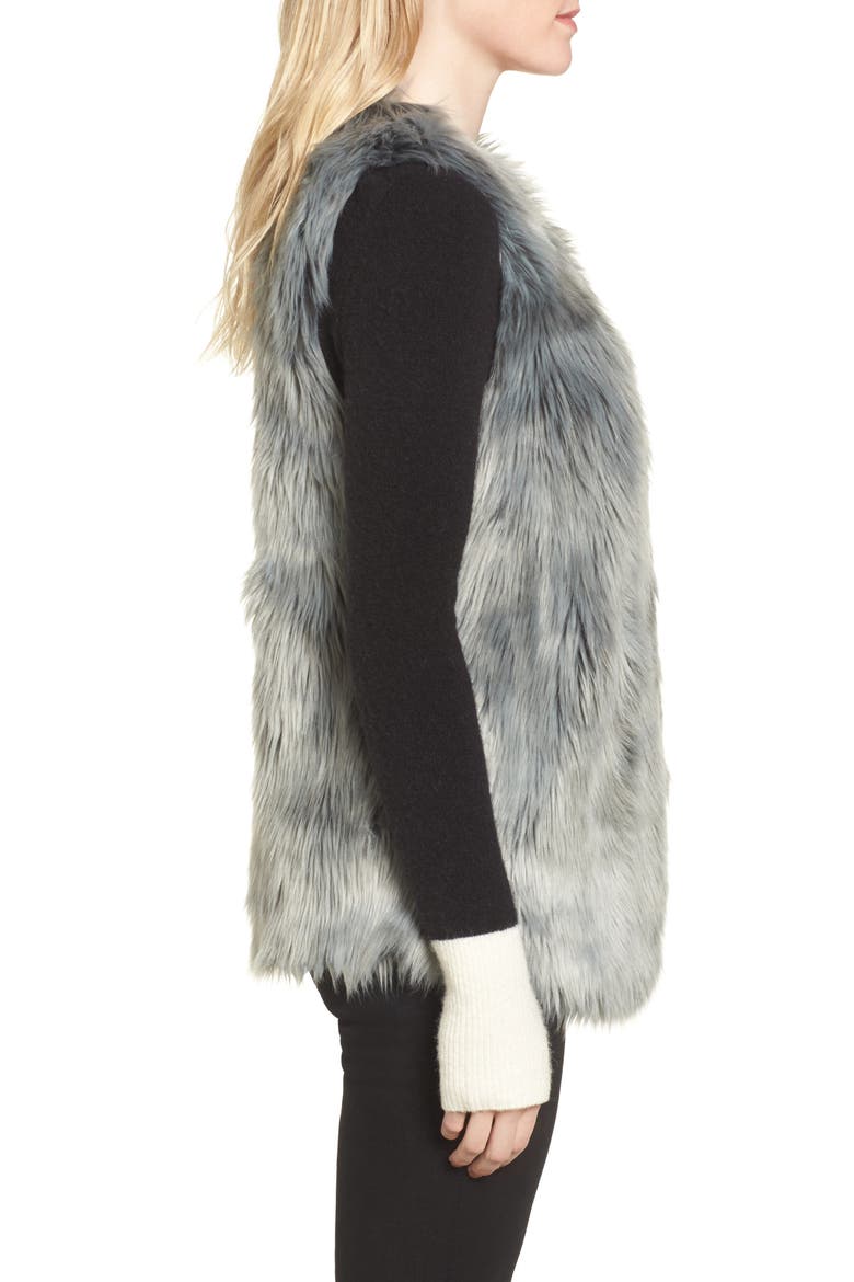 Faux Fur Vest, Alternate, color, DENIM