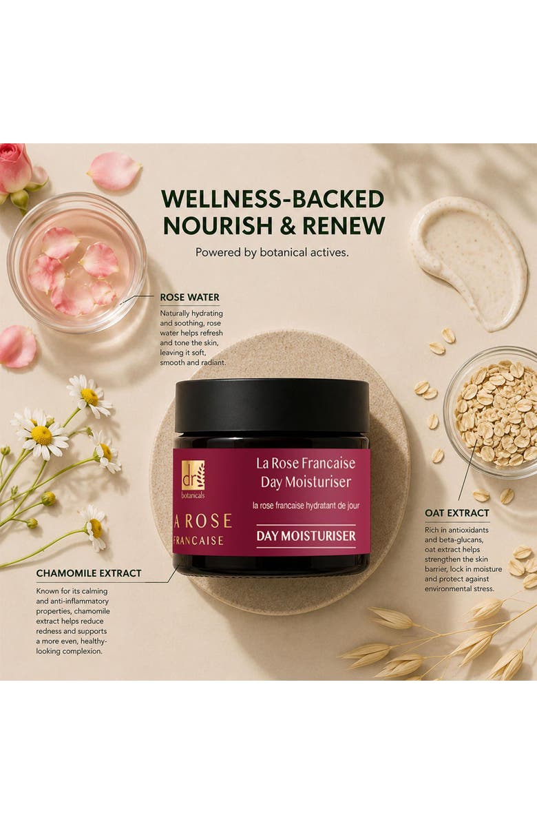 DR BOTANICALS La Rose Française Day Moisturiser 50ml for Anti-Aging, Brightening, Alternate, color, White