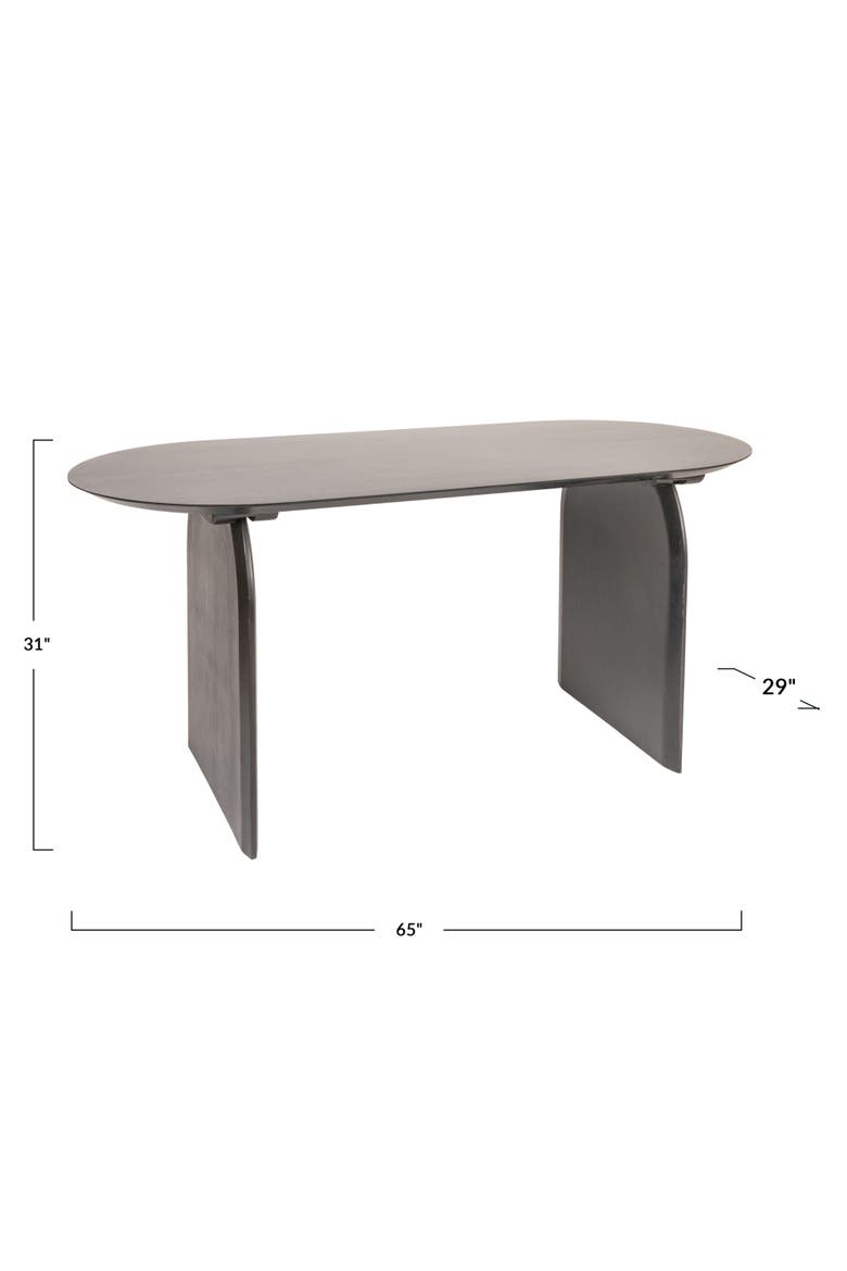 Pill-Shaped Dining Table with Half-Moon Base, Alternate, color, Black