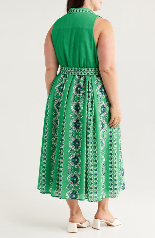 Ciebon Leena Sleeveless Belted Shirtdress In Multi