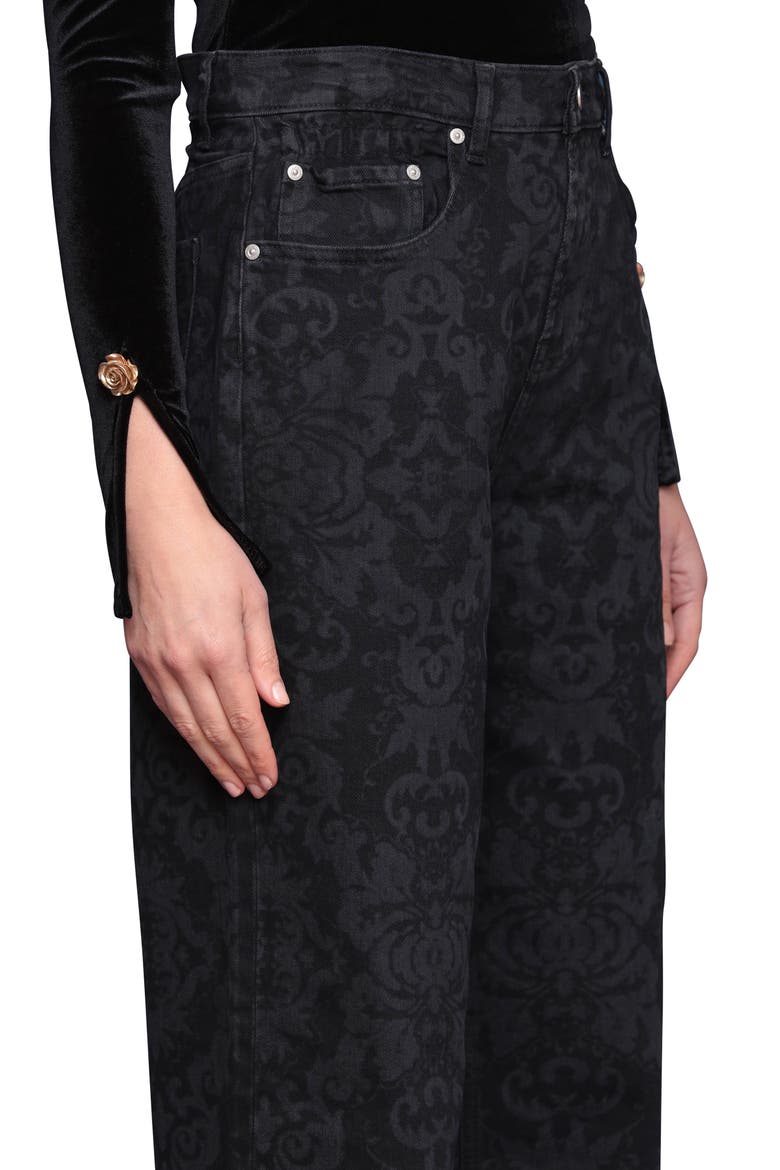 Printed Cinch High Waist Wide Leg Jeans, Alternate, color, VENETIAN PAISLEY