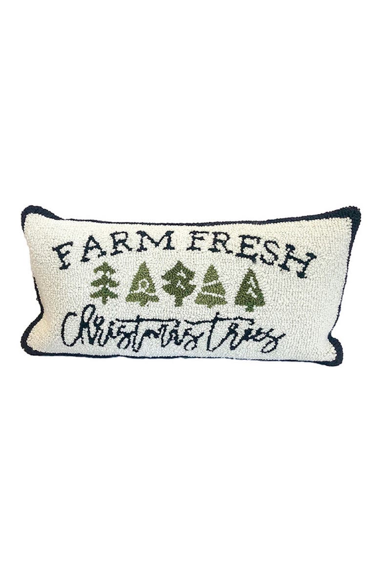 Farm Fresh Christmas Tree Pillow, Main, color, WHITE/BLACK/RED
