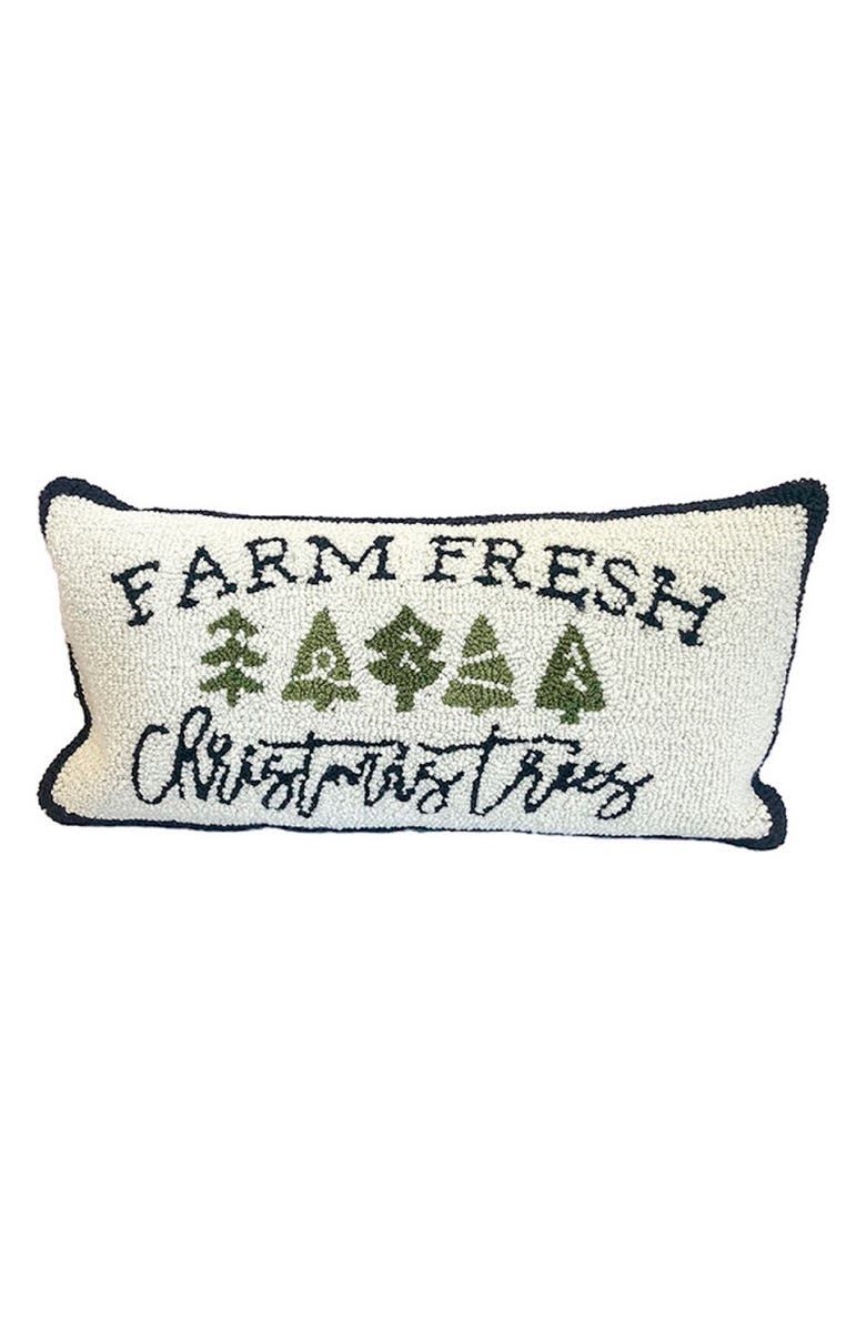R16 HOME Farm Fresh Christmas Tree Pillow, Main, color, White/Black/Red