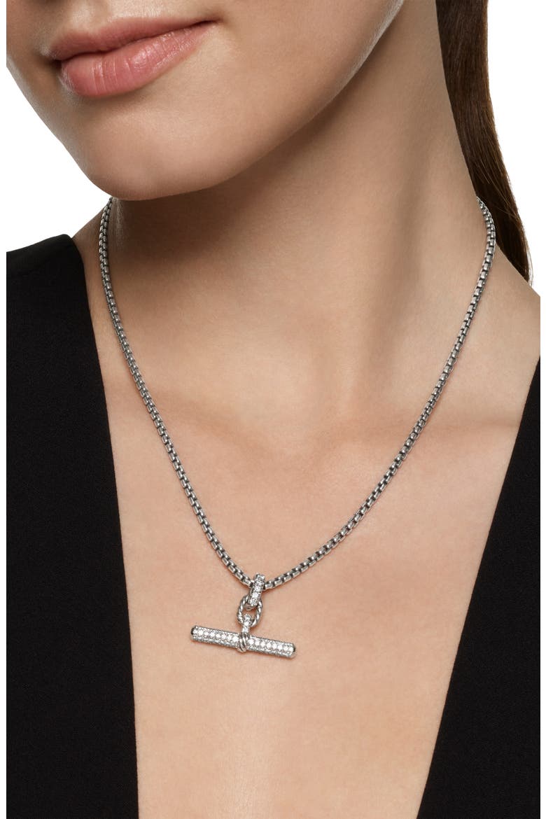 Madison® Toggle Pendant in Sterling Silver with Diamonds, 29mm, Alternate, color, DIAMOND/ SILVER