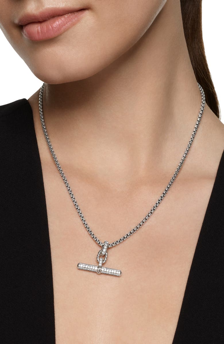 David Yurman Madison<sup>®</sup> Toggle Pendant in Sterling Silver with Diamonds, 29mm, Alternate, color, Diamond/ Silver