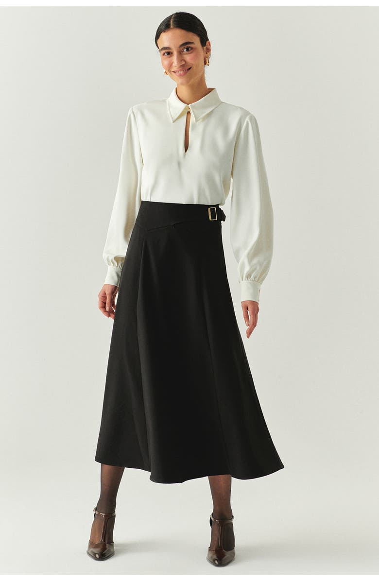 Exquise Flared Midi Skirt, Main, color, Black