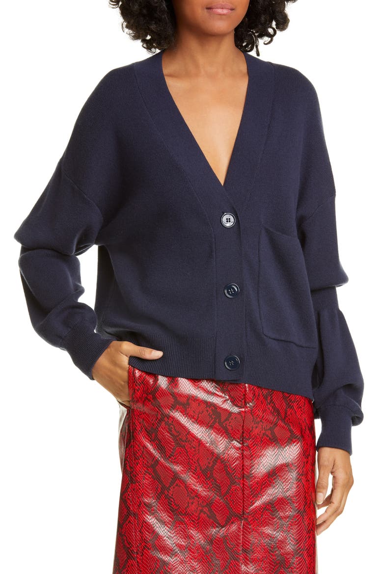 Double Cuff Cardigan, Alternate, color, NAVY