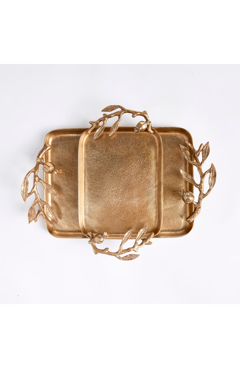 Napa Home & Garden Pomegranate Branch Decorative Trays Set of 2, Alternate, color, Gold