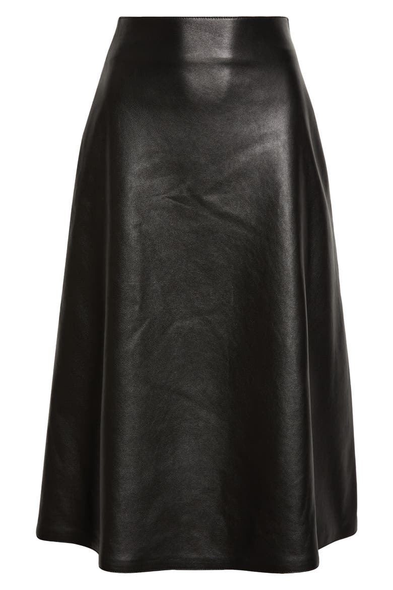 A-Line Lambskin Leather Skirt, Alternate, color, BLACK