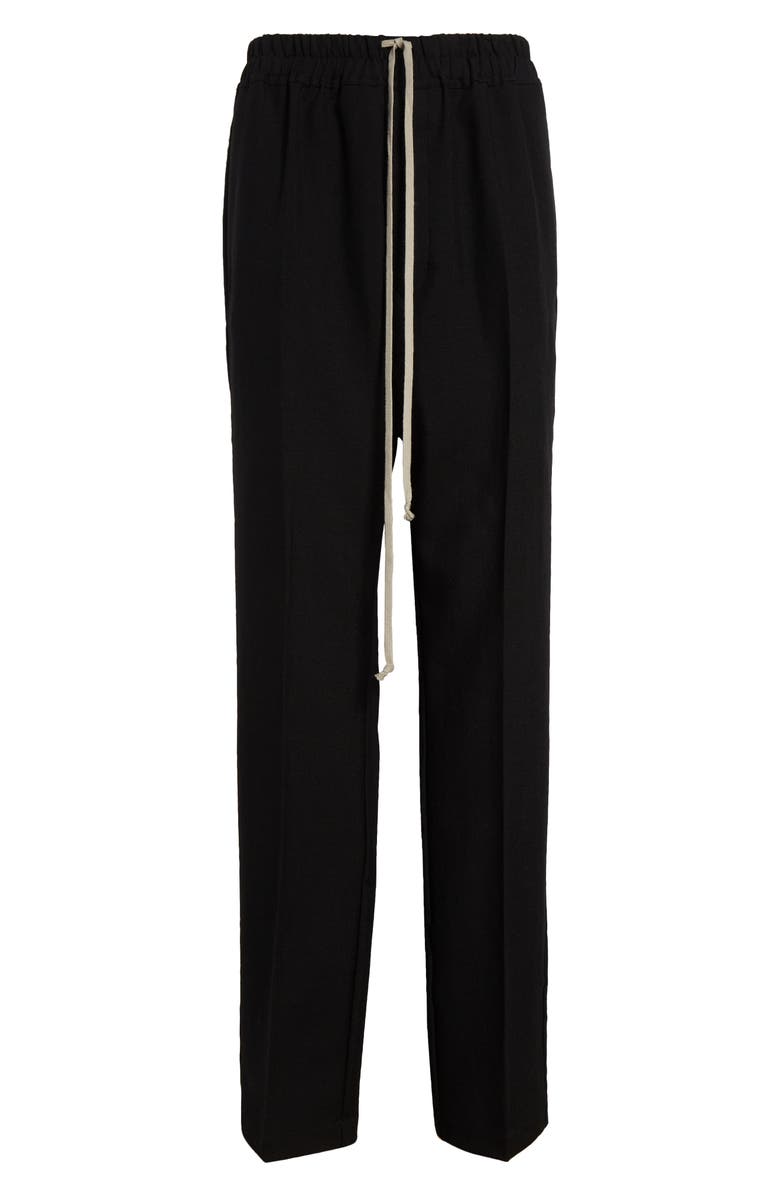 Rick Owens Straight Leg Drawstring Wool Pants, Alternate, color, Black