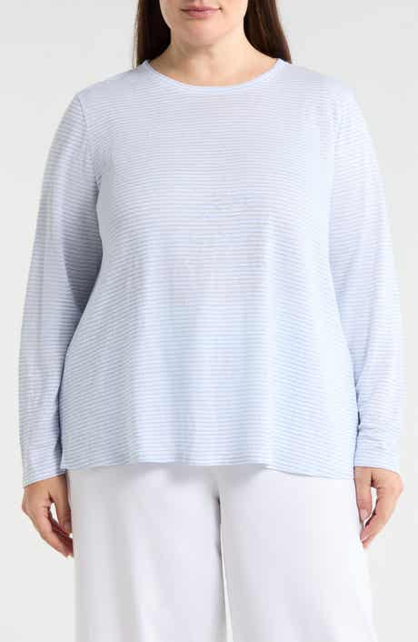 Stripe Long Sleeve Organic Linen T-Shirt