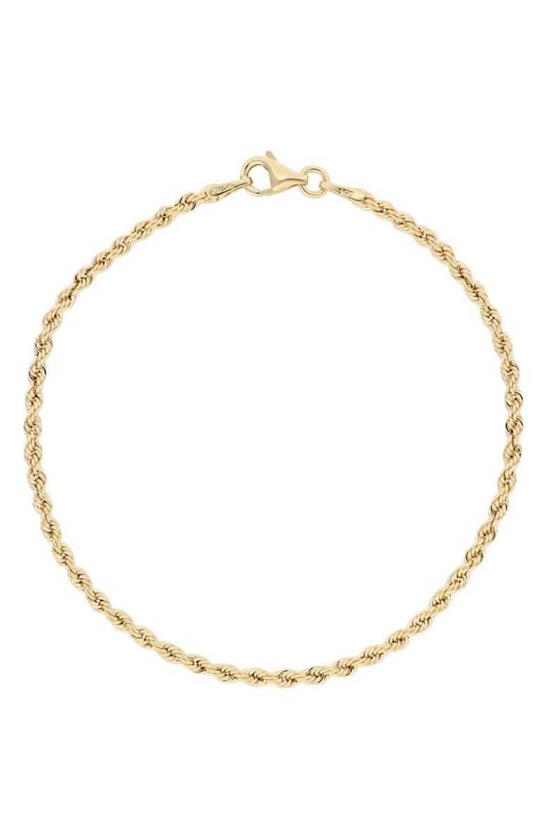 Bony Levy 14K Gold Rope Chain Bracelet, Main, color, 14Ky