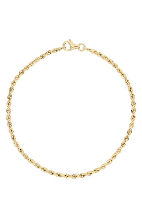 14K Gold Rope Chain Bracelet