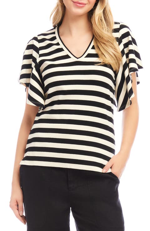 Women's Wo's Striped Swing V Neck Top - LABEL+thread : Target