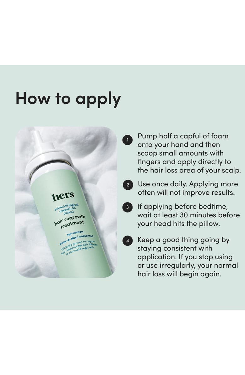 HIMS & HERS Topical Minoxidil Foam 5% Extra Strength Hair Regrowth Treatment, Clinically Proven, Alternate, color, Blue-Green