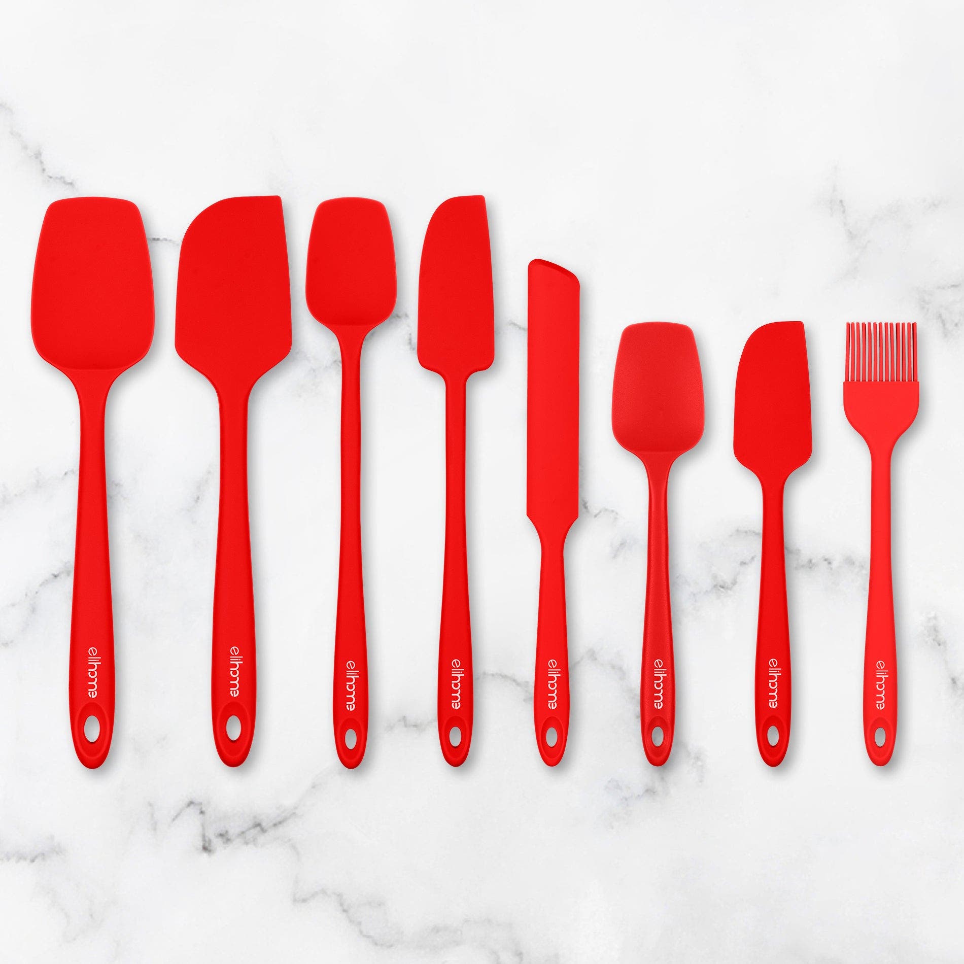 Eli Home 8 Piece Silicone Spatula Set in Red 