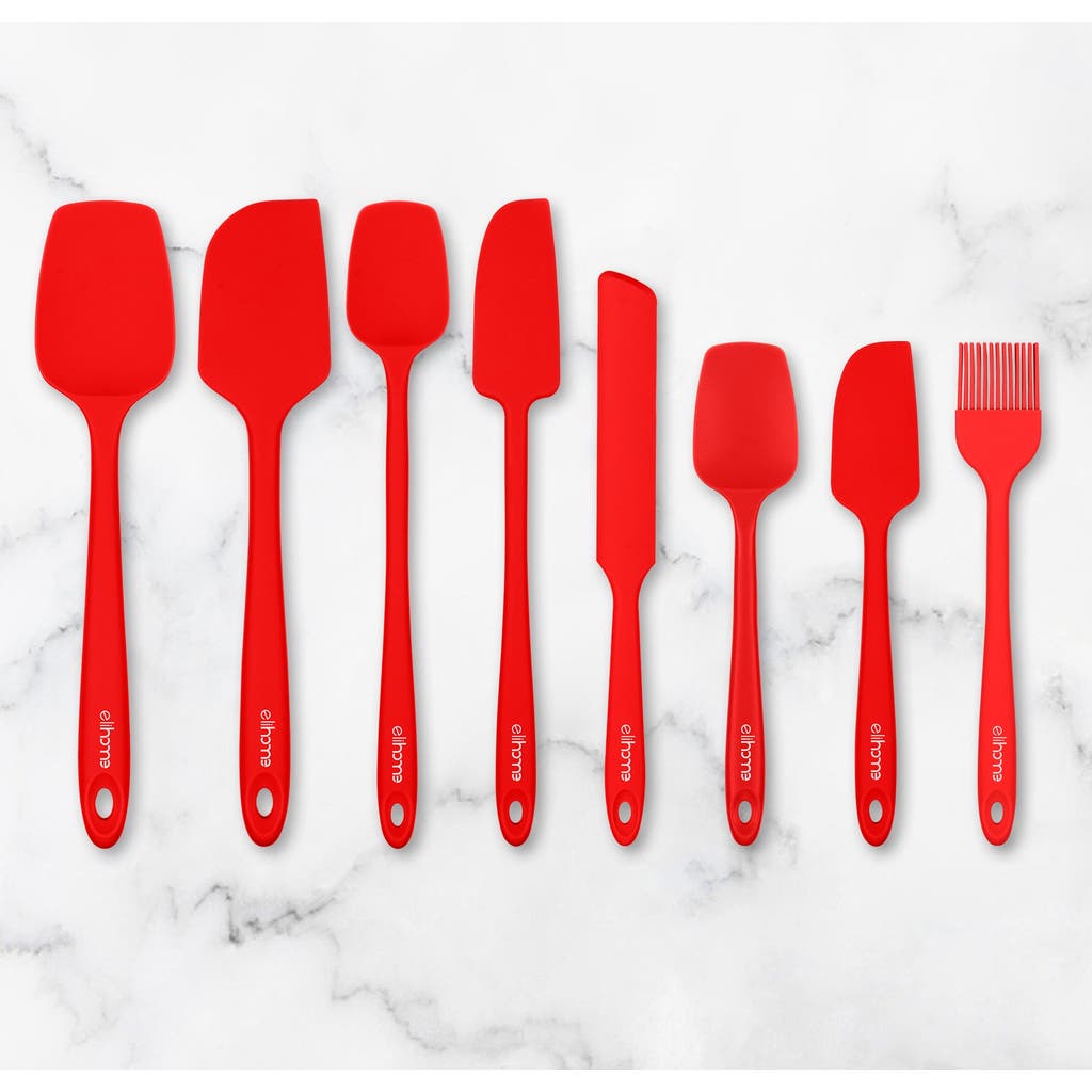 Eli Home 8 Piece Silicone Spatula Set In Red