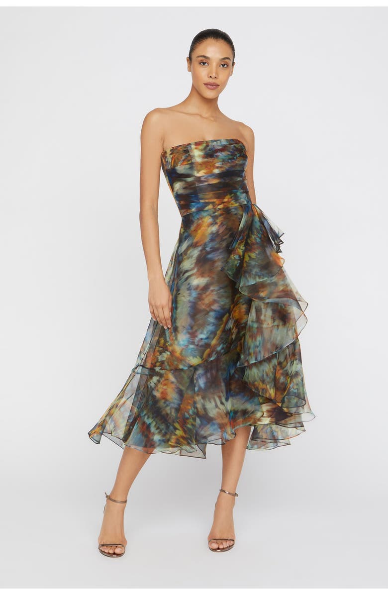 Theia Evanthe Strapless Draped Dress, Alternate, color, 