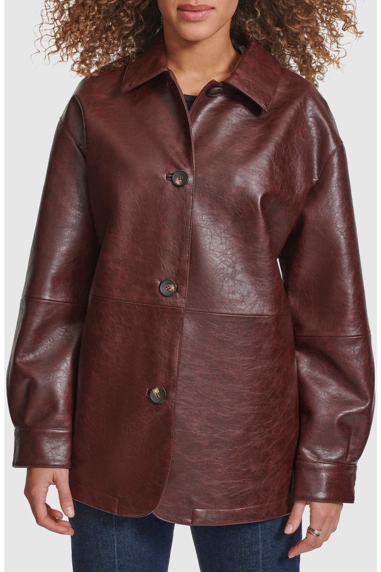 Oversize Faux Leather Relaxed Jacket, Main, color, OXBLOOD