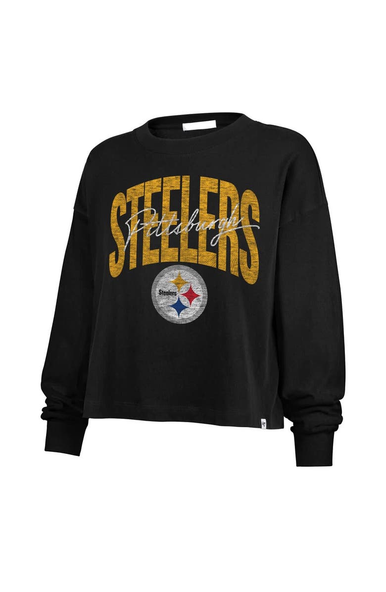 '47 Women's '47 Black Pittsburgh Steelers Muse Sydney Long Sleeve T-Shirt, Alternate, color, Black