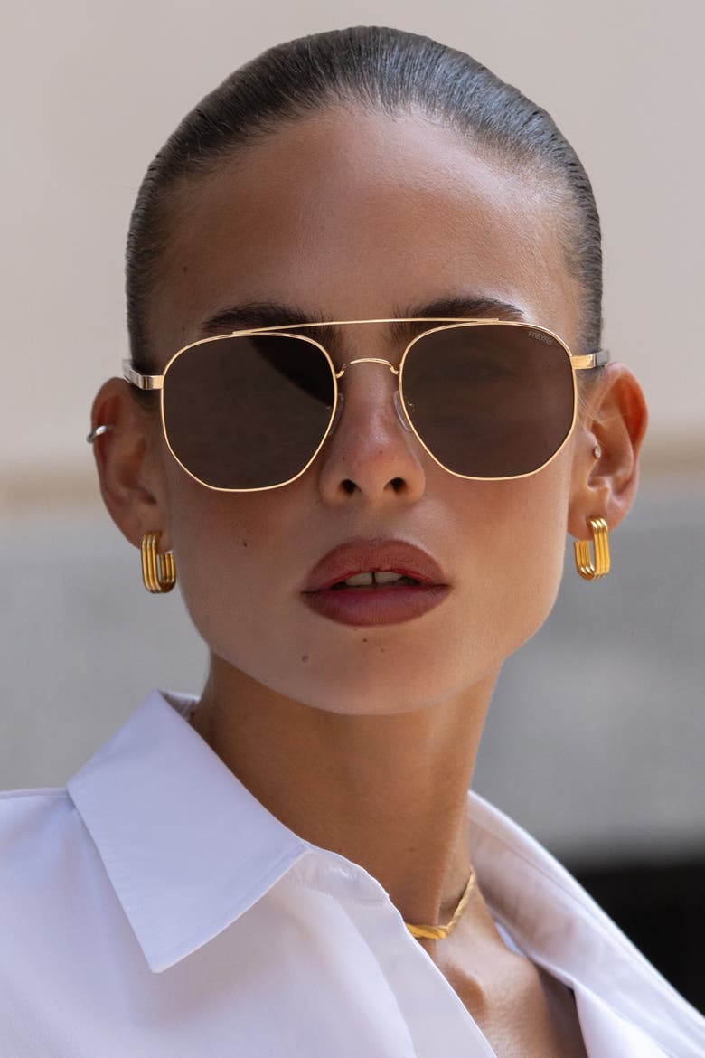 Austin Square Unixes Sunglasses, Alternate, color, Gold / Brown