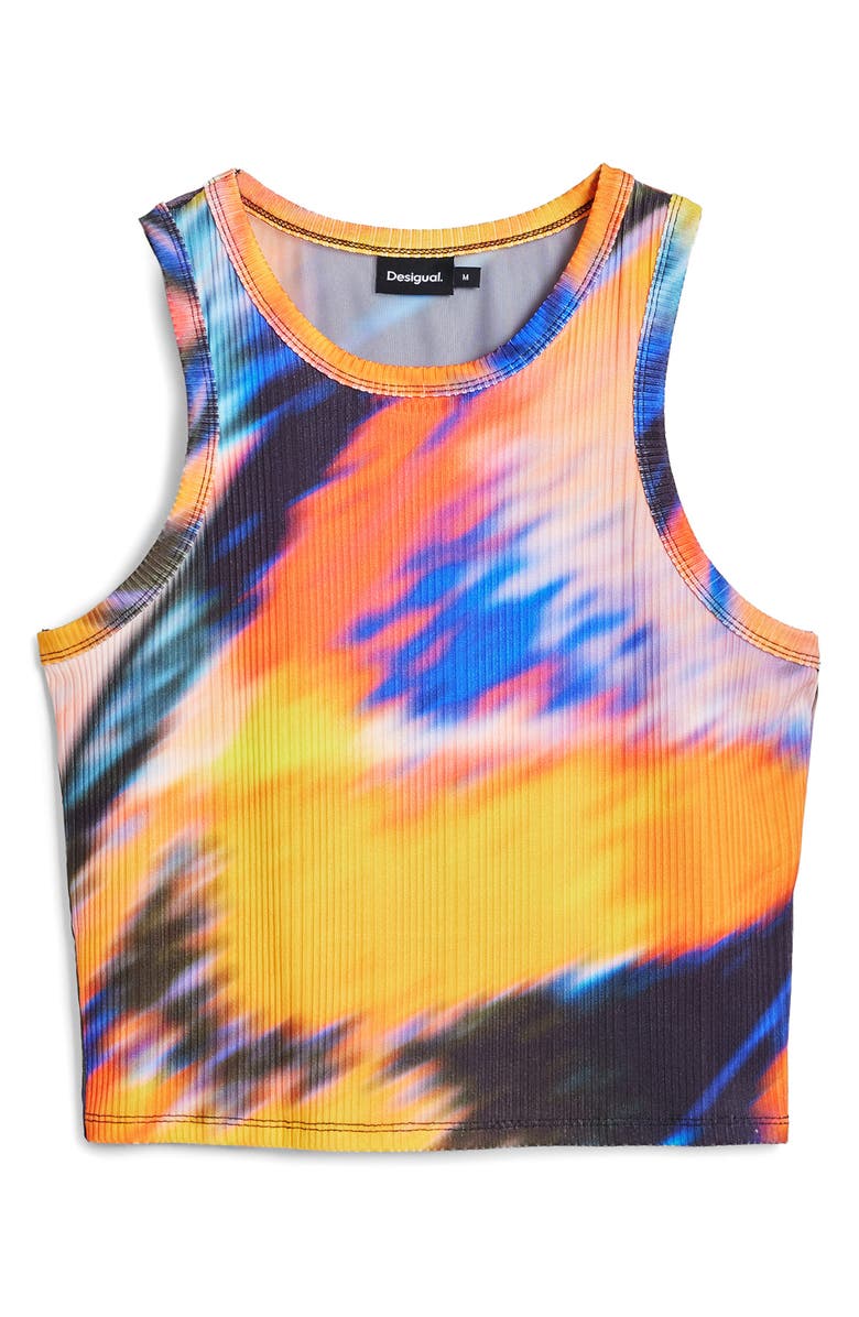 Desigual Abstract Print Tank, Alternate, color, Black