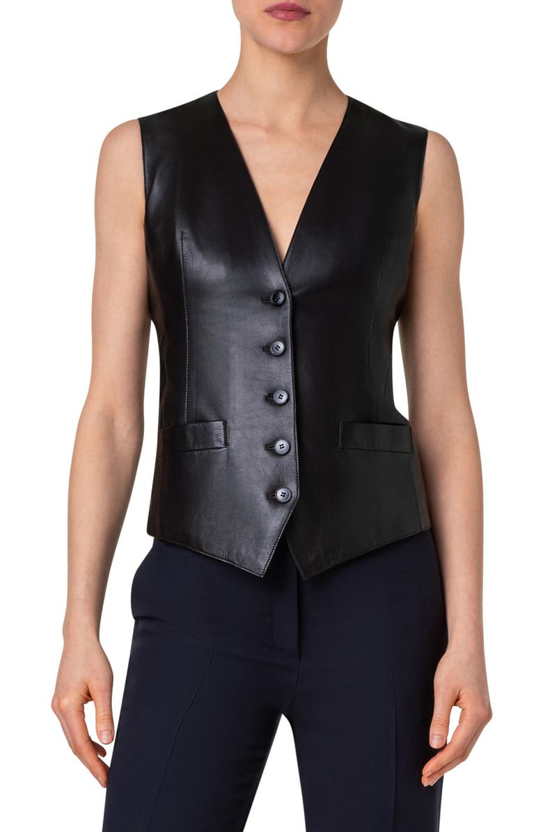 Akris Bello Leather Vest, Main, color, 