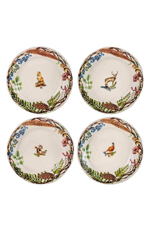 Forest Walk Animal Set of 4 Dessert & Salad Plates