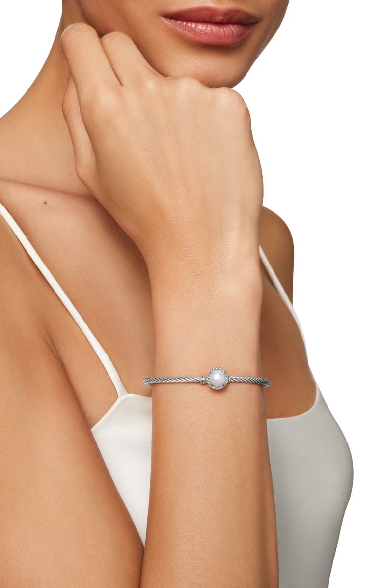 David Yurman Petite Chatelaine<sup>®</sup> Bracelet in Sterling Silver with Semiprecious Stone, 3mm, Alternate, color, Pearl