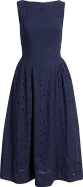All in Favor Broderie Anglaise Fit & Flare Midi Dress