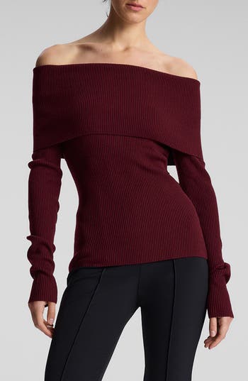 A.l.c . Evelyn Off The Shoulder Merino Wool Blend Sweater In Burgundy