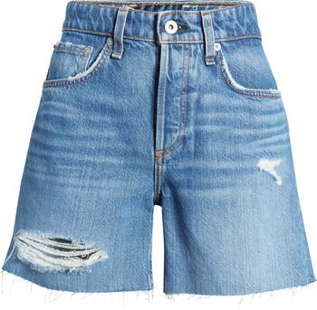 Rosa High Waist Ripped Nonstretch Denim Cutoff Shorts