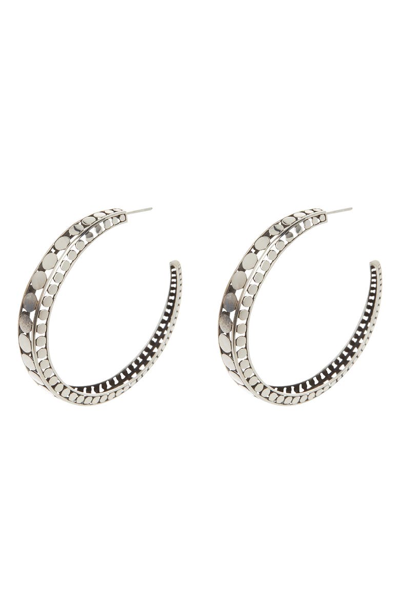 John Hardy Sterling Silver Dot Hoop Earrings, Main, color, Silver