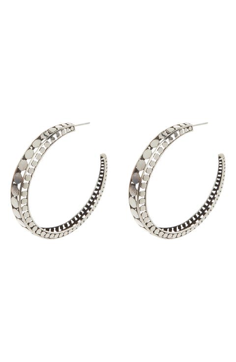 Sterling Silver Dot Hoop Earrings