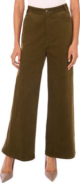 CeCe High Waist Wide Leg Corduroy Pants