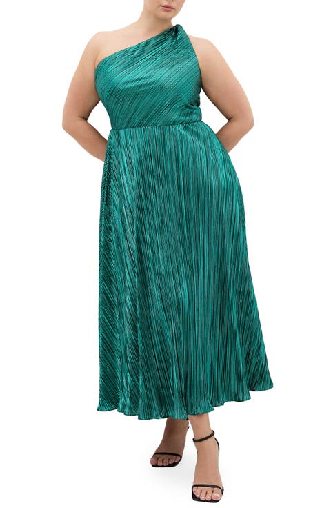 Kamila Metallic One-Shoulder Maxi Dress (Plus)
