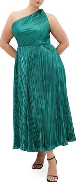 City Chic Kamila Metallic One-Shoulder Maxi Dress