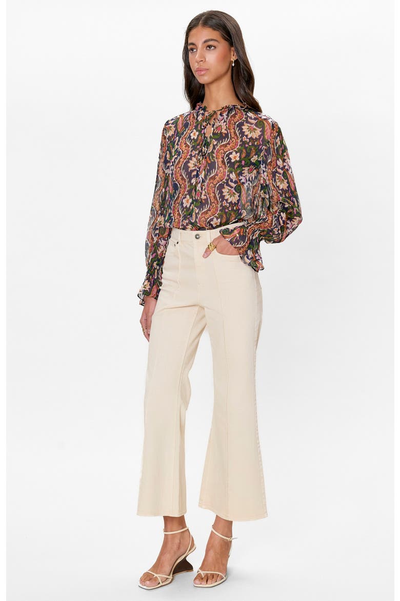 Isha Printed Blouse, Alternate, color, Navy Combo