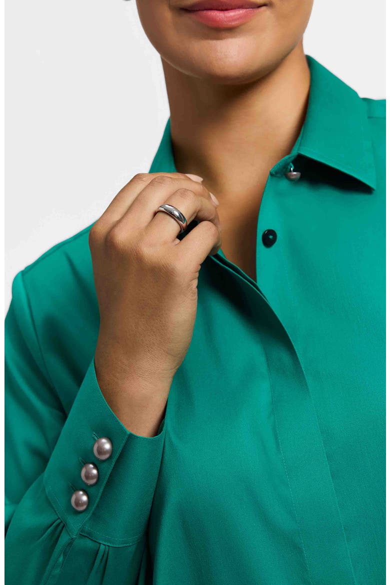Pearly Bead Button-Up Shirt, Alternate, color, EMERALD