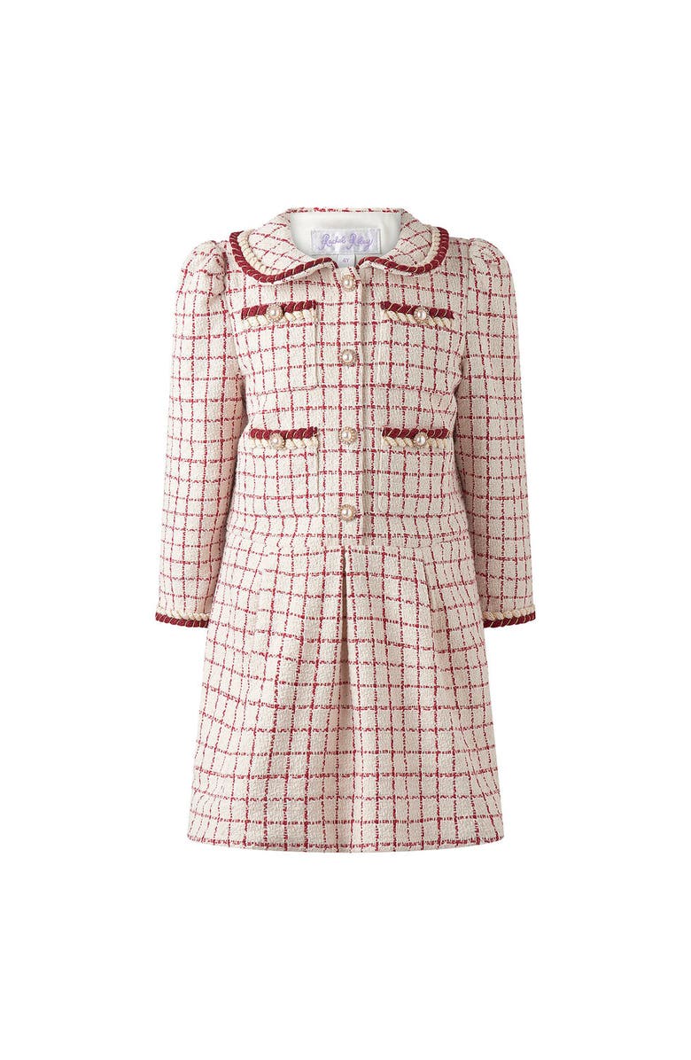 Rachel Riley Check Tweed Dress, Alternate, color, Red