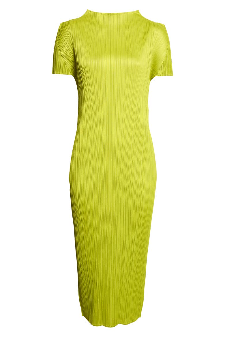 Monthly Colors June Funnel Neck Dress, Main, color, YELLOW GREEN