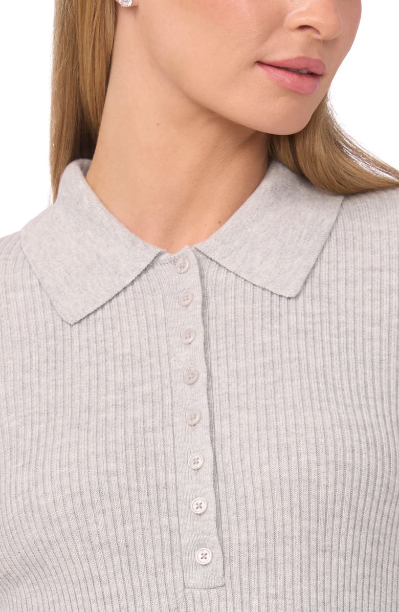 Ted Baker Jalia Rib Polo Sweater, Alternate, color, Pearl Heather