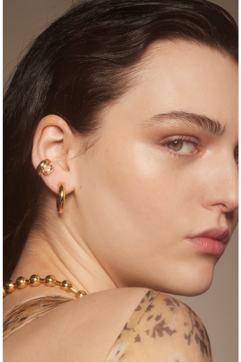 Hollow Hoop Earrings, Alternate, color, GOLD
