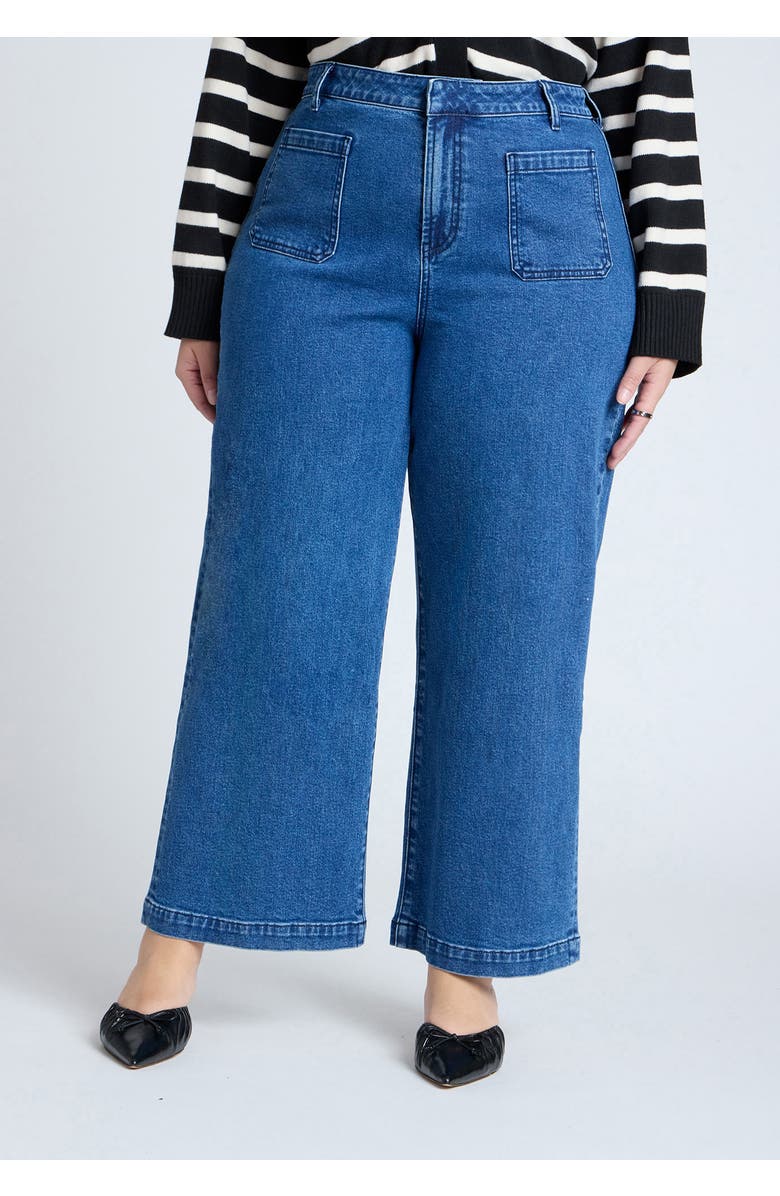 ELOQUII Petite Trouser Jean, Alternate, color, Medium Wash