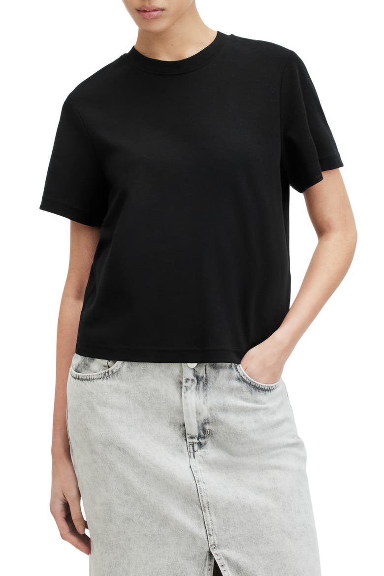 Briar Crewneck Cotton T-Shirt, Main, color, BLACK