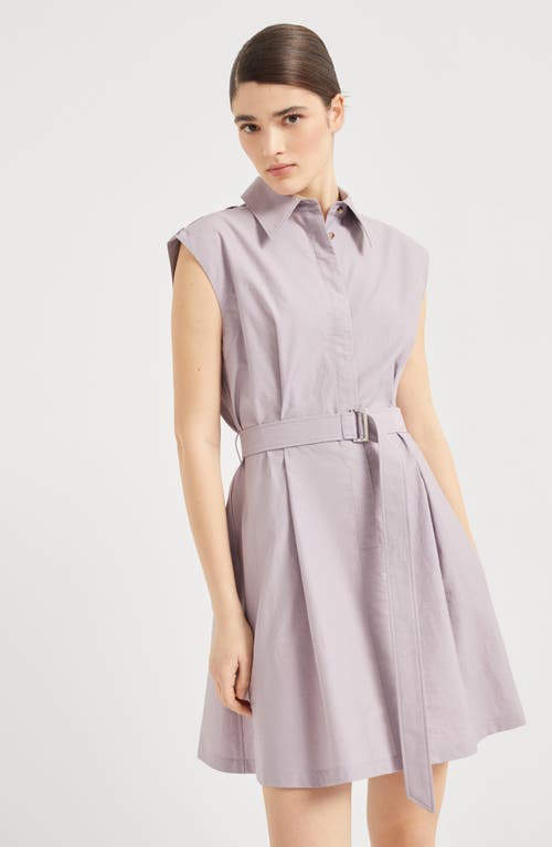 Brunello Cucinelli Mini Chemisier Dress With Monili In Lilac