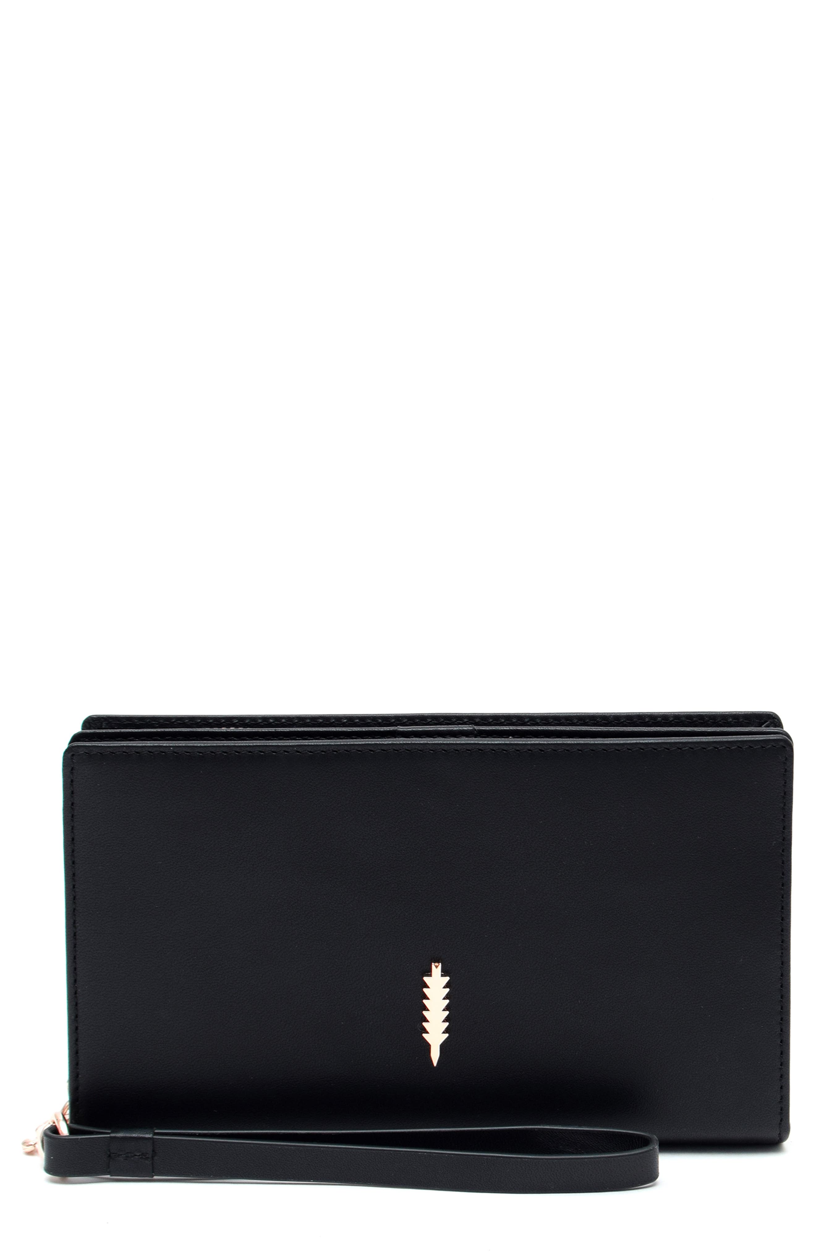 Thacker Daisy Large Zip Around Wristlet Wallet, Main, color, Black