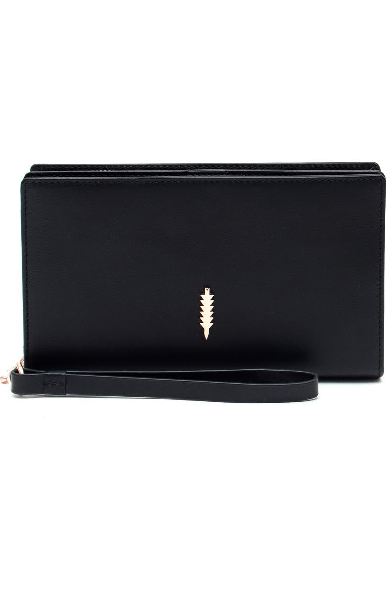 Thacker Daisy Large Zip Around Wristlet Wallet, Main, color, Black