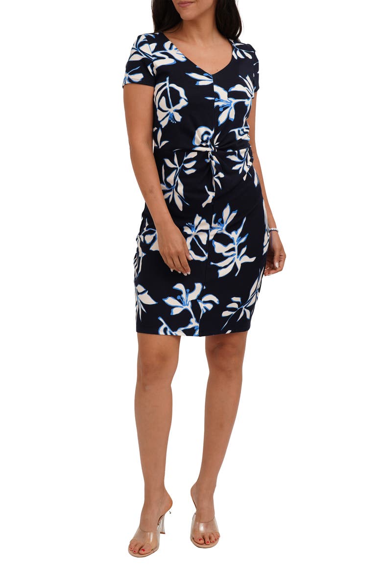 Floral Short Sleeve Ribbed Dress, Main, color, SKYLAR PRINT