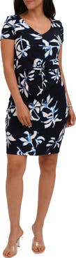 CYRUS Floral Short Sleeve Ribbed Dress